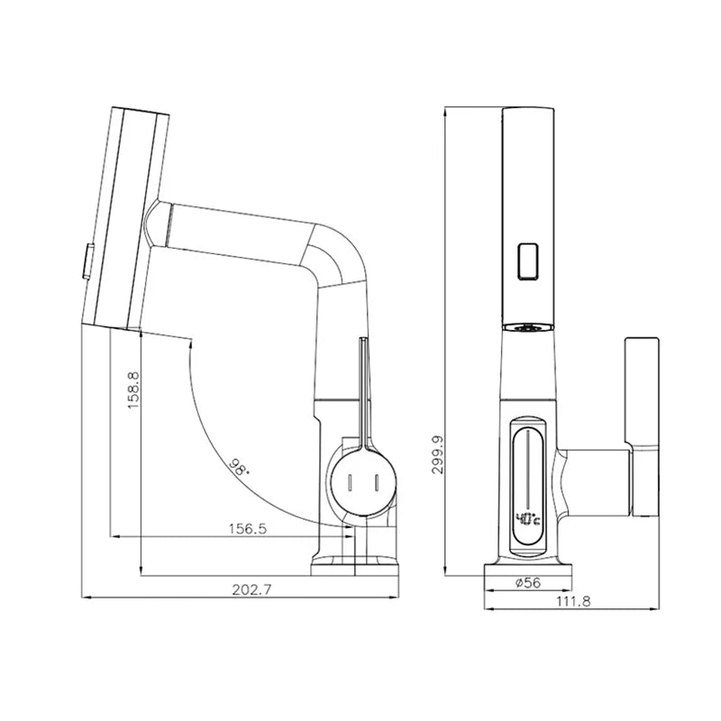 Waterfall Pull Out Kitchen Faucet White Intelligent Digital Display Cold Hot Mixer Taps Rotatable Sink Lifting Basin Faucet