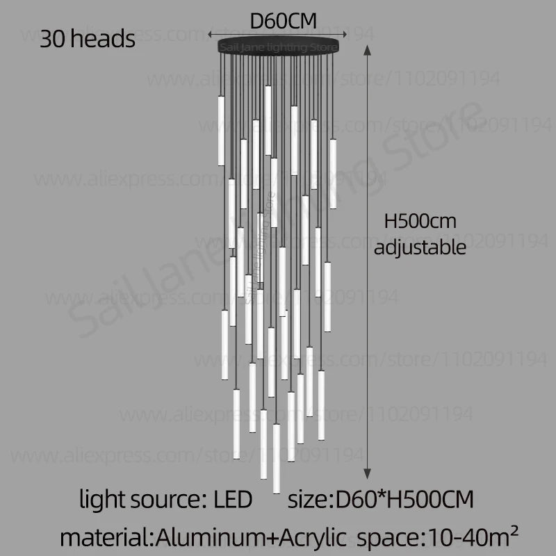 LED Long Line Chandelier Modern Staircase Lamp Hanging Ceiling Lamp Compound Living Room Home Decoration Lighting Pendant Lamp