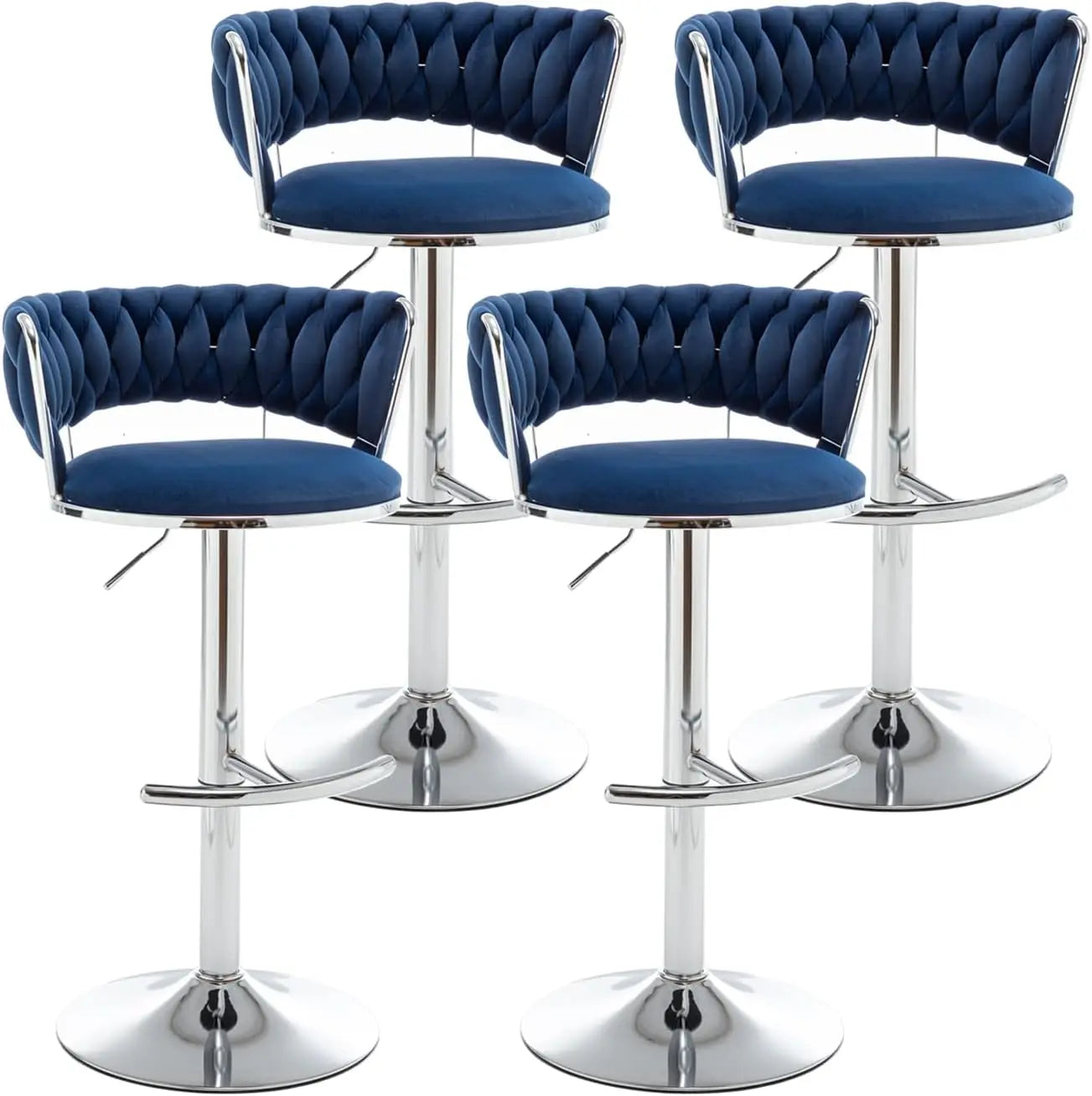 Velvet Low Back Bar Stools Set of 4 Counter Height Bar Stools