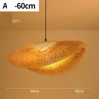 Round Handmade LED Bamboo-Rattan Chandelier