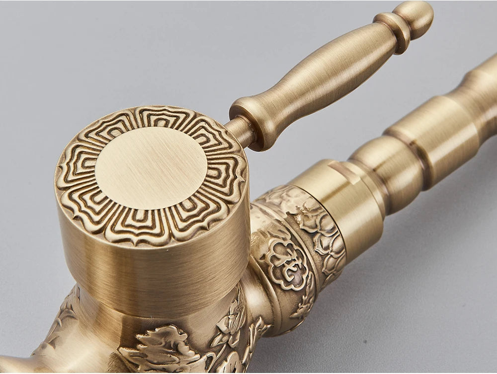 POIQIHY Basin Faucets Antique Brass Faucet Basin Carving Tap Rotation Single Handle Tap  Mixer Taps Bathroom Vessel Sink Faucet
