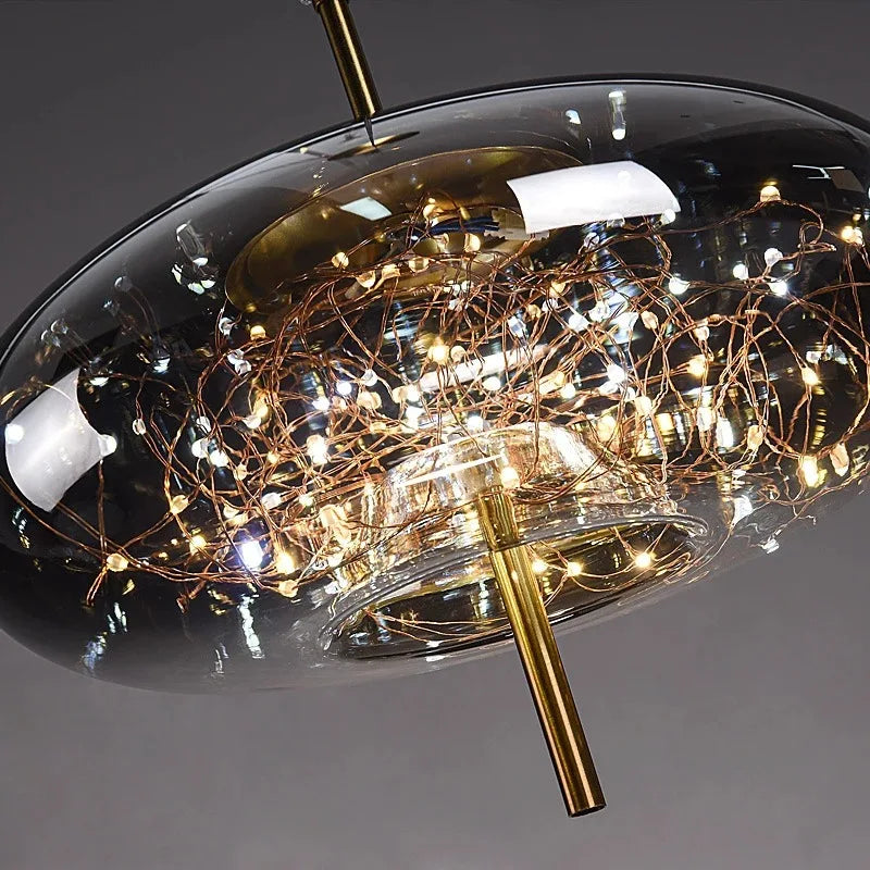 Nordic Bedside Led Glass Pendant Lights For Bedroom Bar Dining Living Room Amber Hanging Light Fixture Pendant Lamp