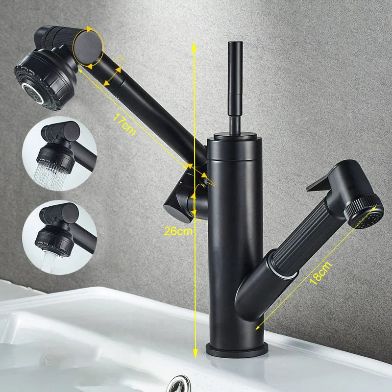 Black Thin style Bathroom Sink Faucet  Modern Mixer Hot Cold Water Tap Waterfall Deck Mounted Vessel Sink Faucet