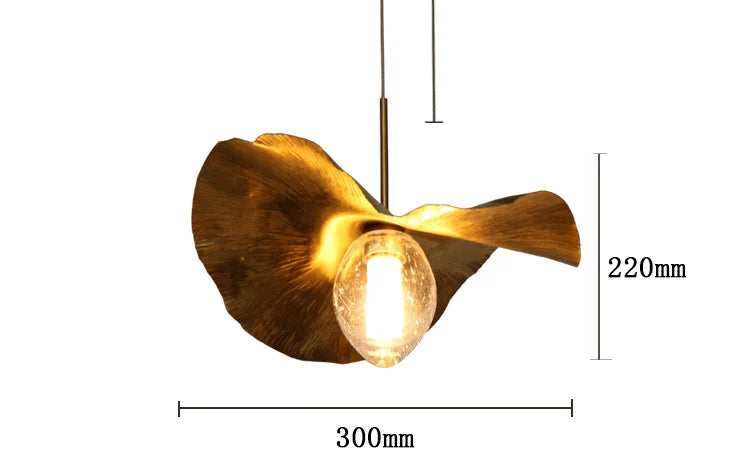 Lotus Leaf Hammered Brass Minimalist Pendant Lamp