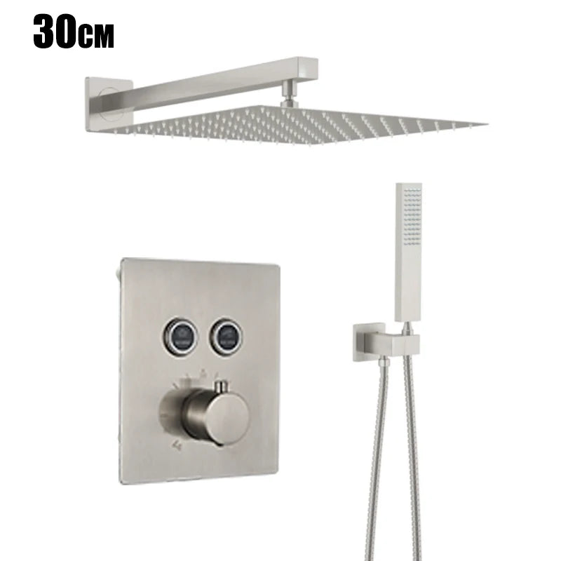 Europe discoun Concealed Shower Faucet Set Embedded Cartridge Faucet Rainfall Shower Head Rotate/Waterfall Bath Spout Mixer Tap