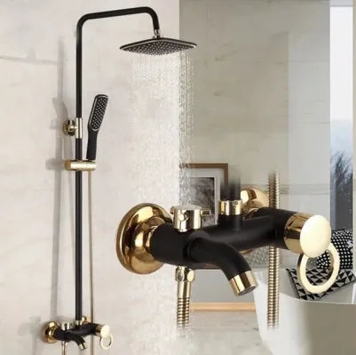 Modern Bathroom Rain Waterfall Shower Set Thermostatic Mixer Bath Shower Mixer Tap Brass Body
