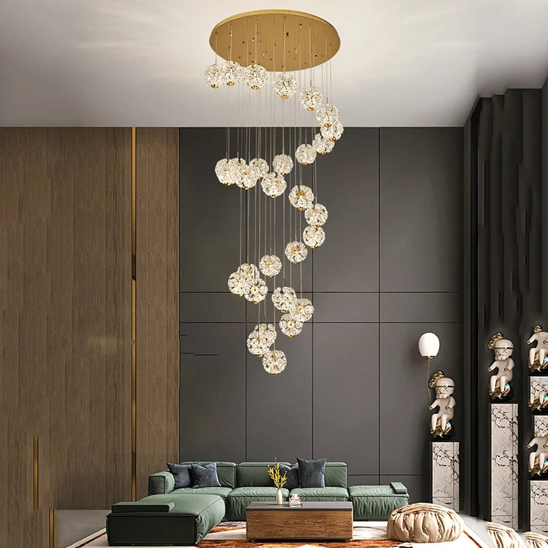 Modern Spiral Crystal Chandelier