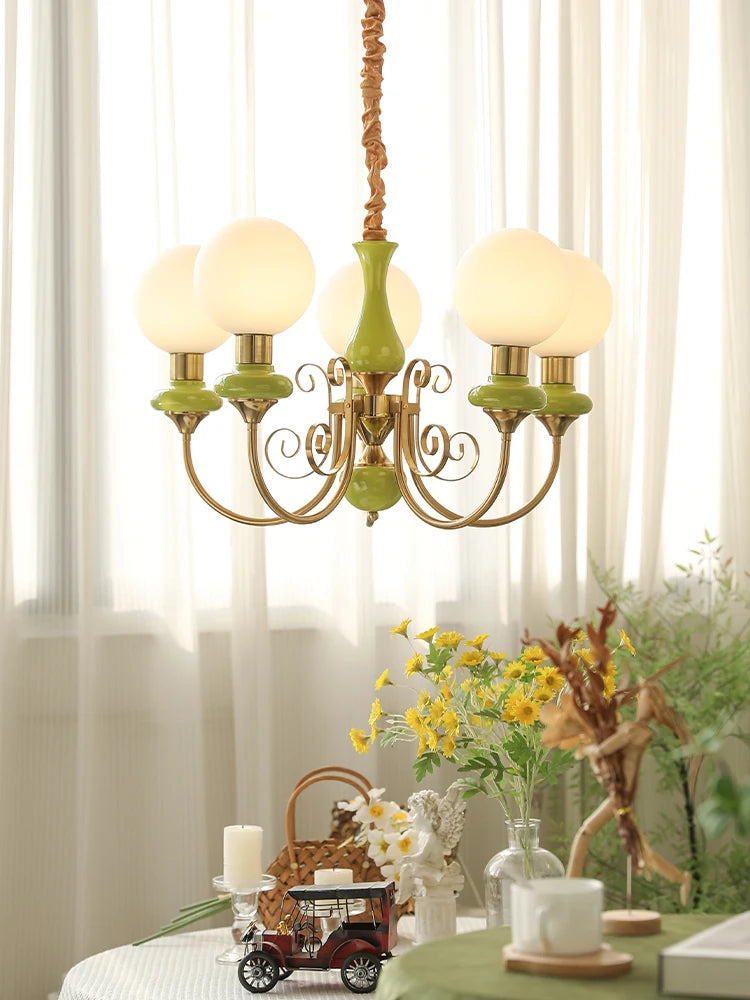 Nordic Retro Pastoral Cream Style Chandelier Bedroom Living Room Dining Room Ceiling Chandelier French Homestay LED Chandelier