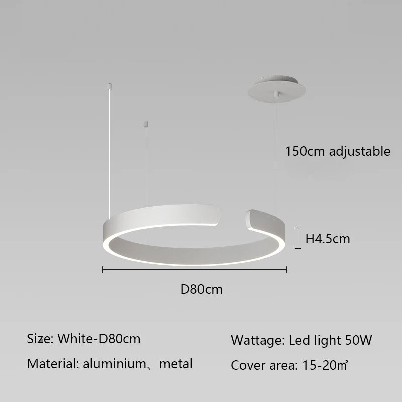 Modern Minimalist Semicircular Ring Led Chandelier For Lighting Living Dining Room Pendant Light Bedroom Hanging Lamp Luminarias