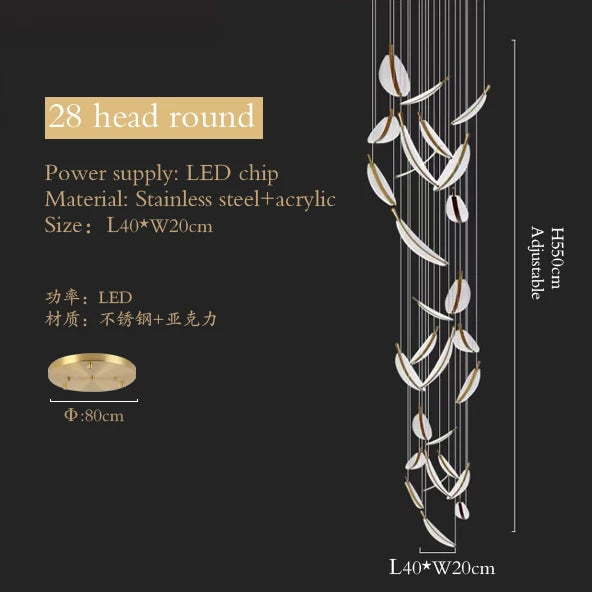 Luxury Modern Minimalist Leaf Art Chandelier