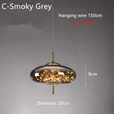 Nordic Bedside Led Glass Pendant Lights For Bedroom Bar Dining Living Room Amber Hanging Light Fixture Pendant Lamp