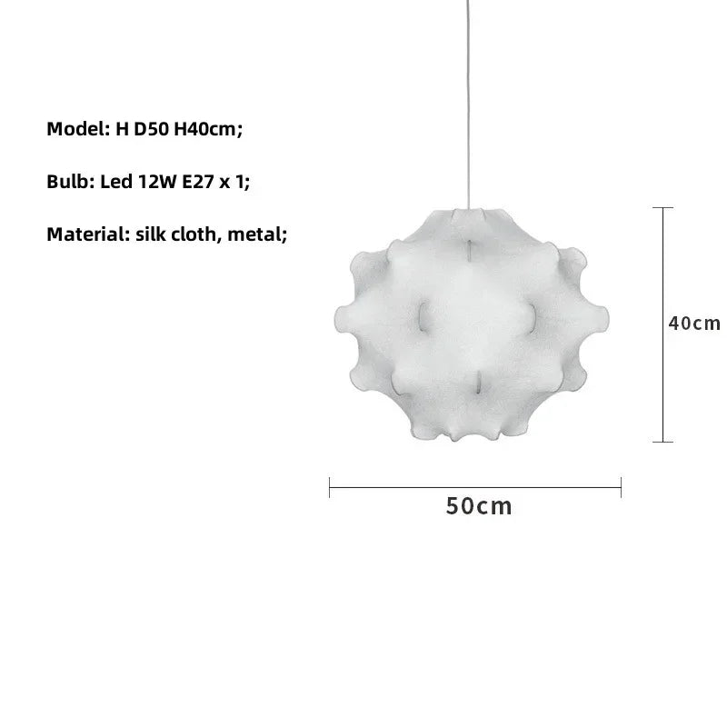Nordic Minimalism Silk Led Pendant Lights Wabi Sabi Lustre E27 Pendant Lamp Suspend Chandelier Led Luminarias Hang Lamp Fixtures