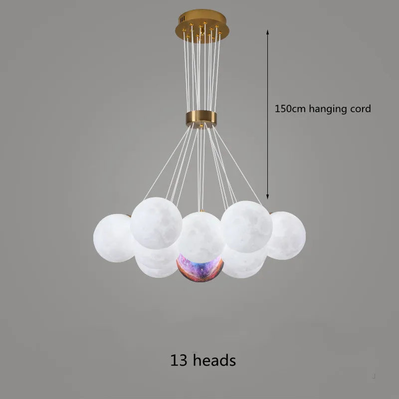Nordic Planet 3D Moon Ceiling Chandelier