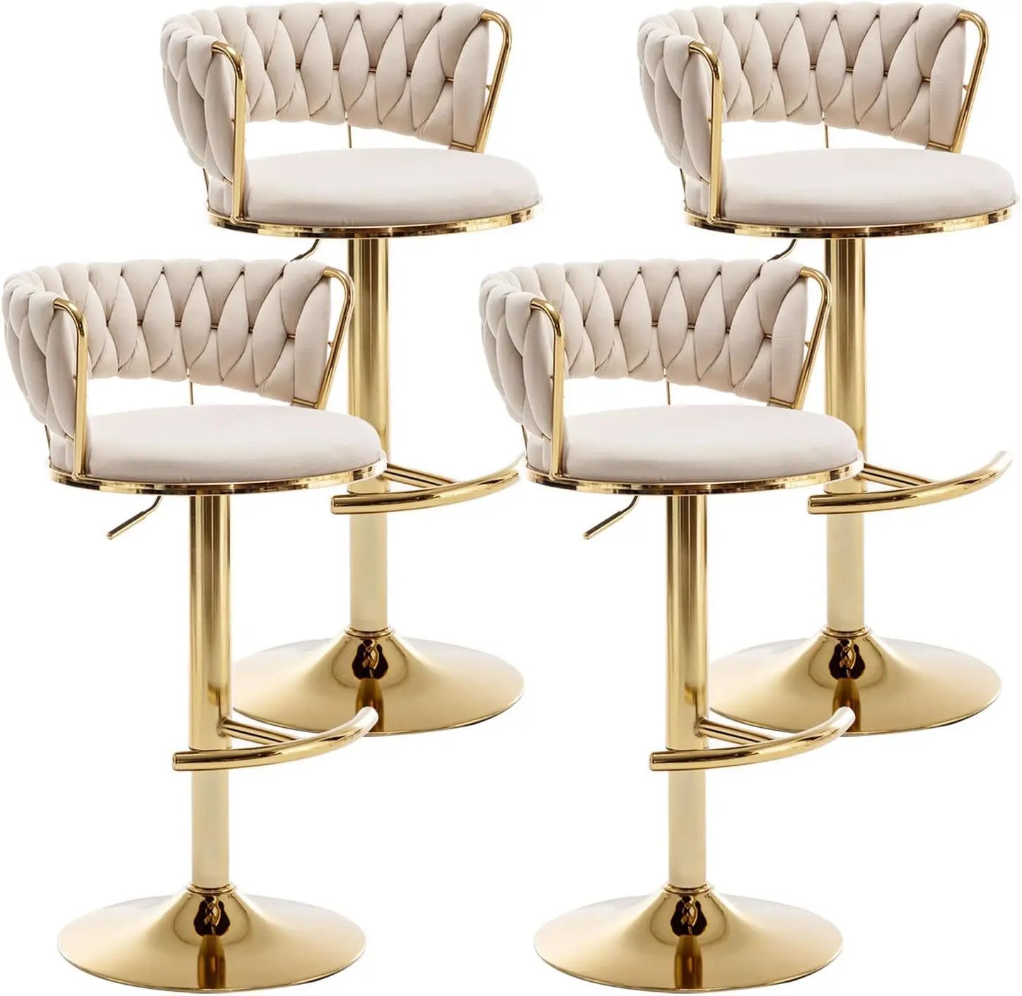 Velvet Low Back Bar Stools Set of 4 Counter Height Bar Stools