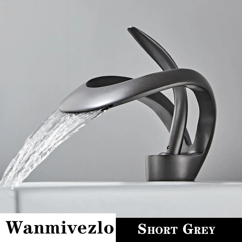 Creative Bathroom Basin Sink Faucet Brass Deck Mounted Single Handle Single Hole Stream Sprayer Cold Hot Water Mixer Bath Tap