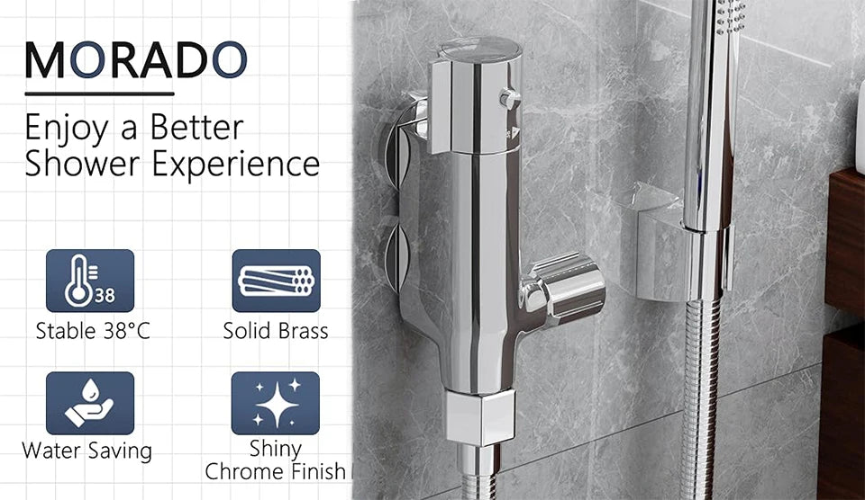 MORADO Thermostatic Caravans Shower Mixer Camper Van Yacht Mini Vertical Shower Mixer Chrome Brass Bath Shower Faucet Valve