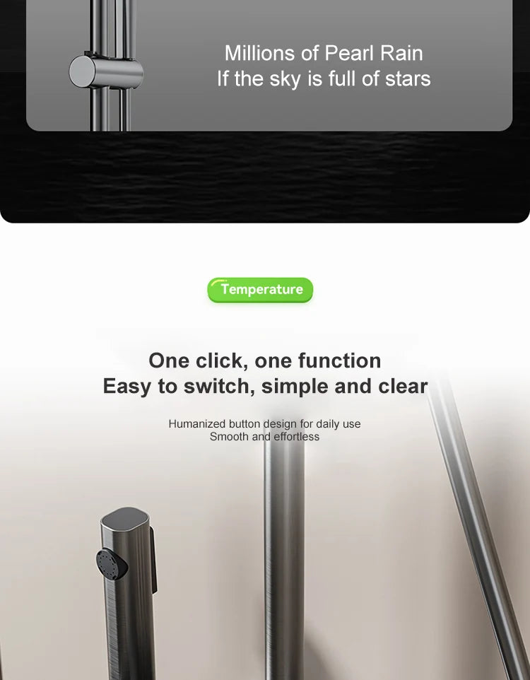 Space Aluminum Shower Set Gray Shower System Set Digital Display Piano Button With Ambient Light Bathroom Faucets Shower Head