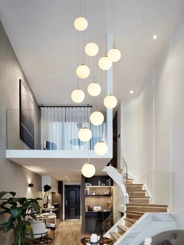 Stairs Modern Nordic Chandelier Loft Duplex Living Room Hotel Lobby Long Chandelier Home Decorative Lighting