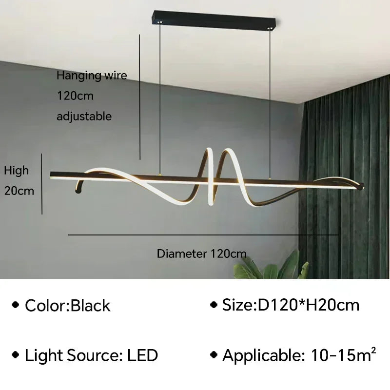 Modern Linear and LED Rope Pendant Lamp