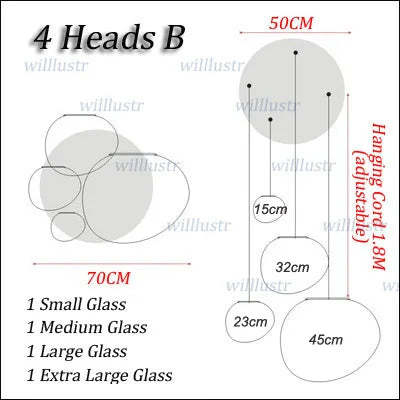 Glass Pendant Lamp Irregular Stonelike Suspension Light Hotel Lobby Mall Hall Villa Stair Living Room Hanging Ceiling Chandelier