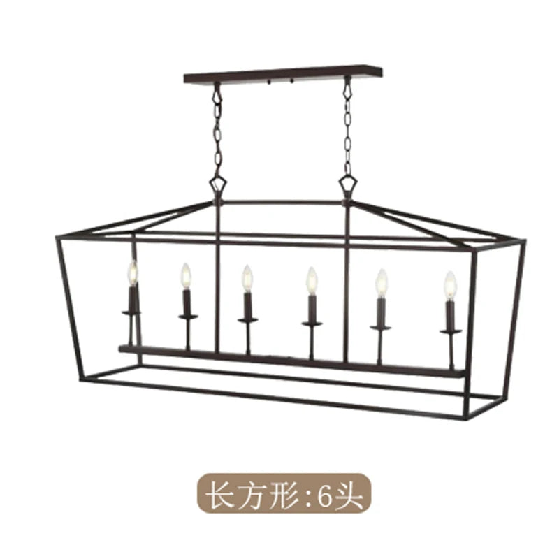 Nordic Designer Dining Room Lamp Rectangular Creative Simple Plain Industrial Style Black Living Room Bedroom Candle Chandelier