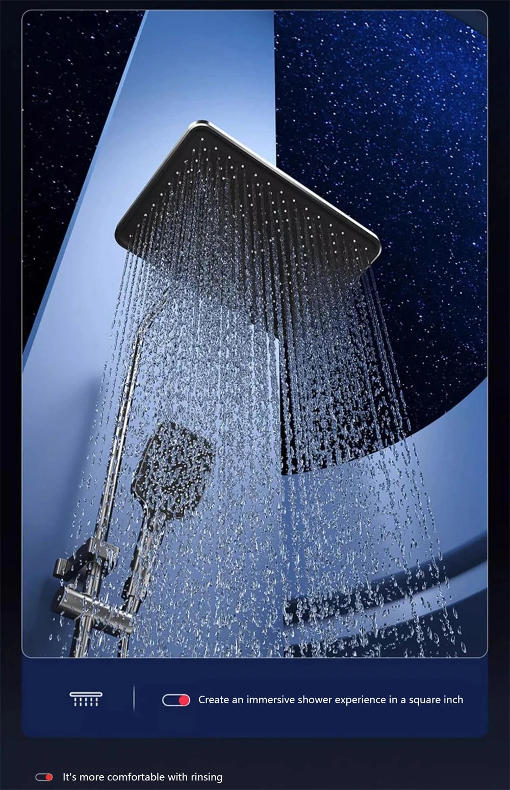 Bathroom shower system with intelligent LED temperature display multifunctional shower suite rain shower faucet complete set