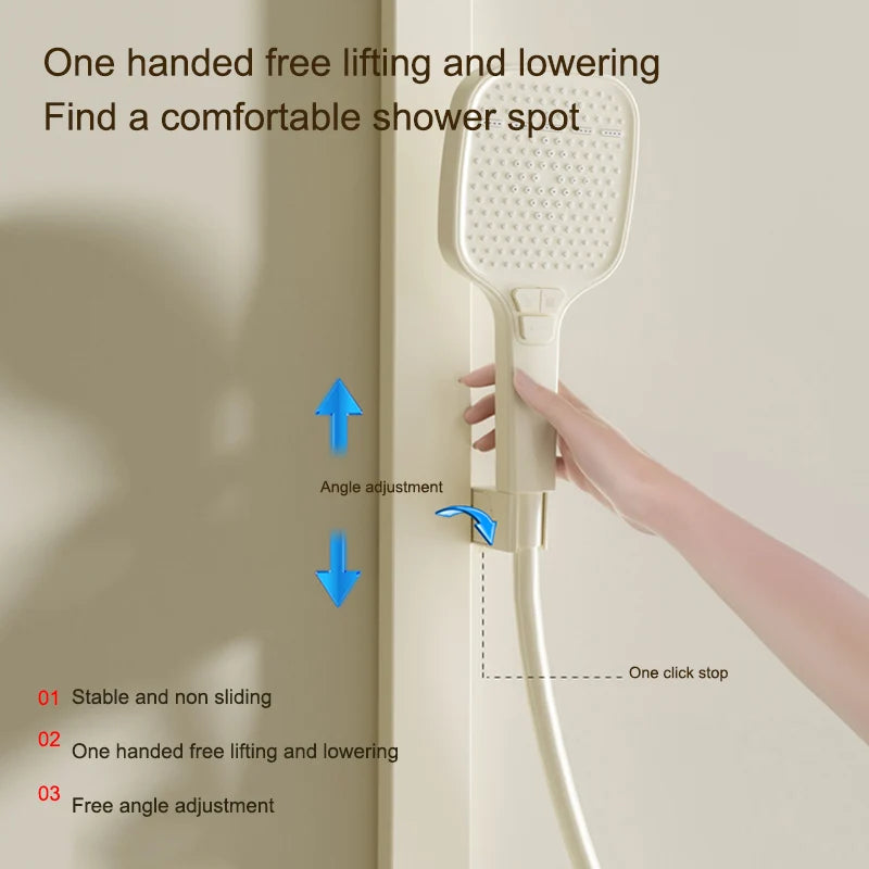 Milk White Shower Thermostat Shower Set Home Digital Display Shower Fine Copper Bath Pressurized Bathroom Shower Nozzle