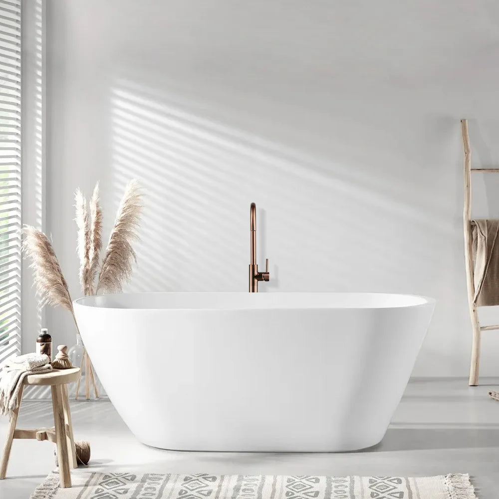 Bathroom Bathtub Floor Stand Faucet Rose Gold Mixer Single Handle Tap 360 Rotation Spout With Brass Hand Hot &Cold Water Shower