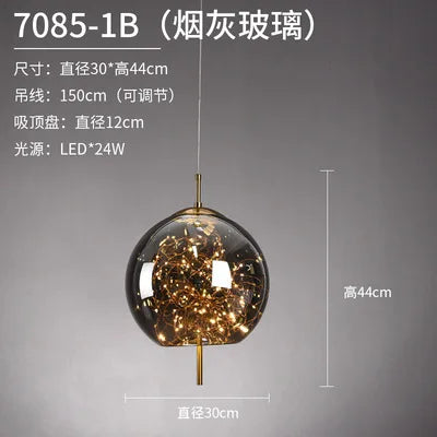 Nordic Bedside Led Glass Pendant Lights For Bedroom Bar Dining Living Room Amber Hanging Light Fixture Pendant Lamp