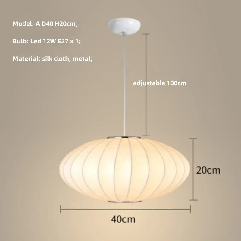 Nordic Minimalism Silk Led Pendant Lights Wabi Sabi Lustre E27 Pendant Lamp Suspend Chandelier Led Luminarias Hang Lamp Fixtures