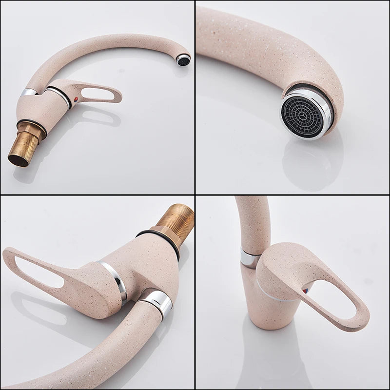 Senlesen Kitchen Sink Faucet Brass 4 Colors Single Handle Hot Cold Water Mixer Tap Sprayer Nozzle Mounted Para Kitchen Faucets