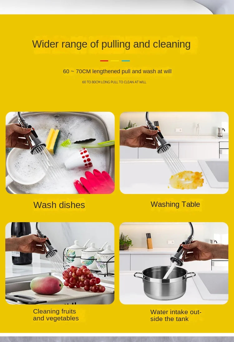 BAKALA Kitchen Faucet Silver Single Handle Pull Out Kitchen Faucet Mixer Single Handle 360 Rotation Black Sink Mixer Tap BR-8820