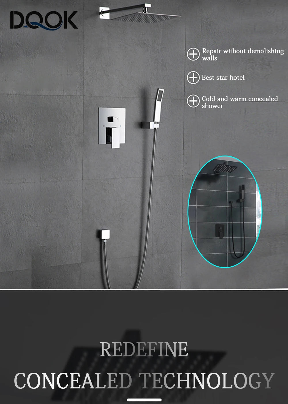 Thermostatic Shower Faucet Chrome Waterfall Rain Shower