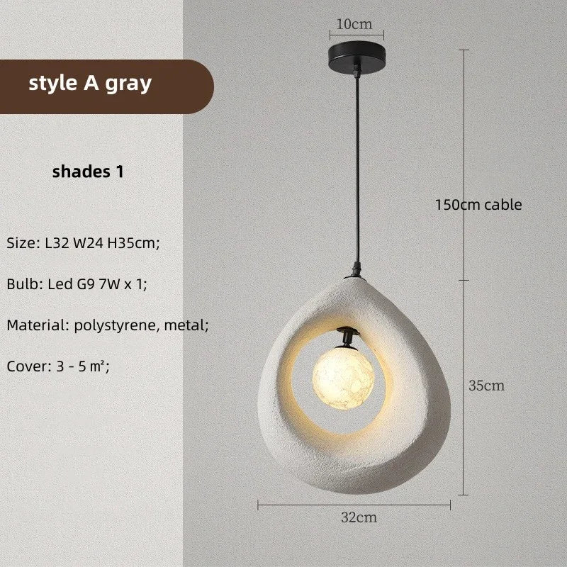 Nordic Dining Room Wabi Sabi Pendant Lights  Led Hanging Lighting Minimalism Suspend Bedroom Home Decor Indoor Lamps Fixtures