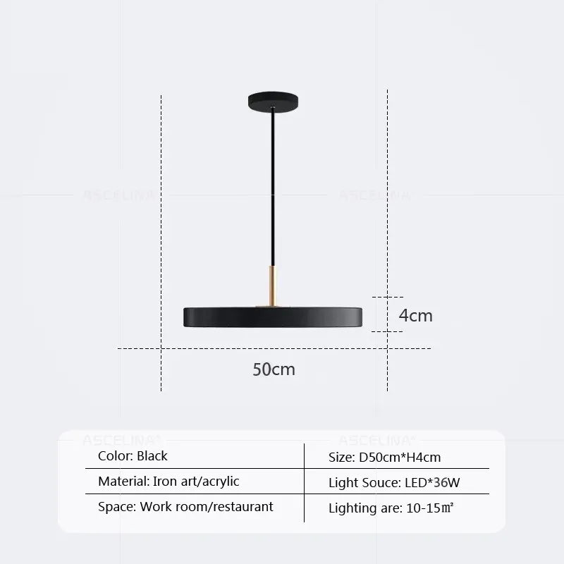 Modern minimalist pendant light LED Disc Lights Study Decor replica design lamp For Bedroom Living Room Office home design light