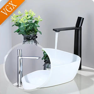 VGX Bathroom Faucets High Basin Mixer Sink Tall Faucet Gourmet Washbasin Taps Water Tap Hot Cold 360 Tapware Crane Brass Black
