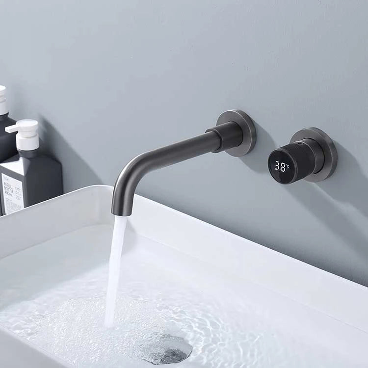 Black Brass Bathroom Faucet Hidden with Intelligent Digital Display