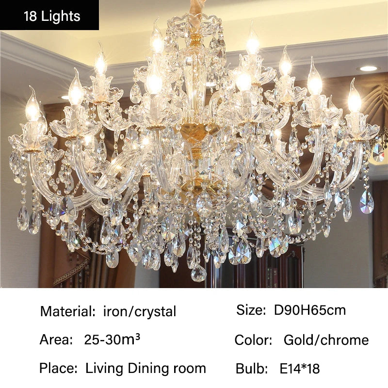 Luxury European Led Crystal Pendant Lights Living Room Lighting Decorate Chandelier Indoor Hotel Villa Hanging Lights Fixture