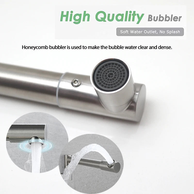 Baokemo Folding into the Wall Faucet 304 Stainless Steel Universal Rotation Faucet Kitchen Concealed Single Cold Faucet