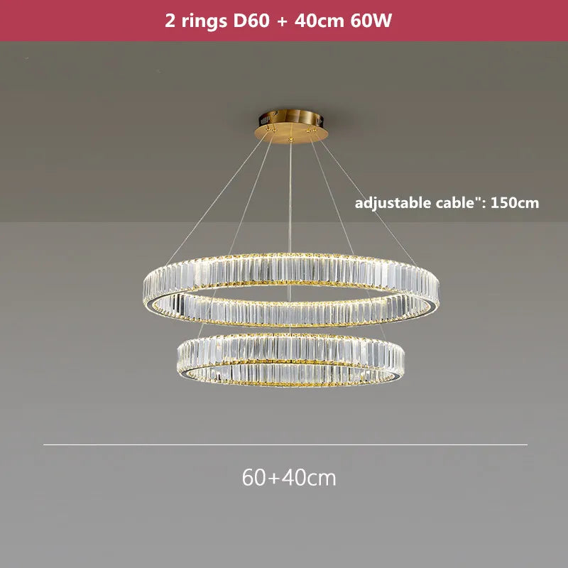 Postmodern Living Room Crystal Chandelier Remote Control Dimmable
