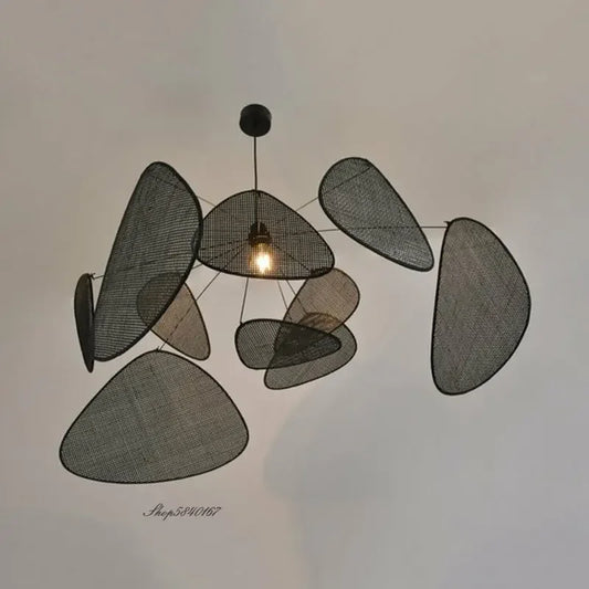 New Chinese Style Pendant Lights Black Rattan Suspension Luminaire for Restaurant Dining Room Home Decor Designer Light Fixtures