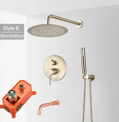 Modern Bathroom Rain Waterfall Shower Set Thermostatic Mixer Bath Shower Mixer Tap Brass Body