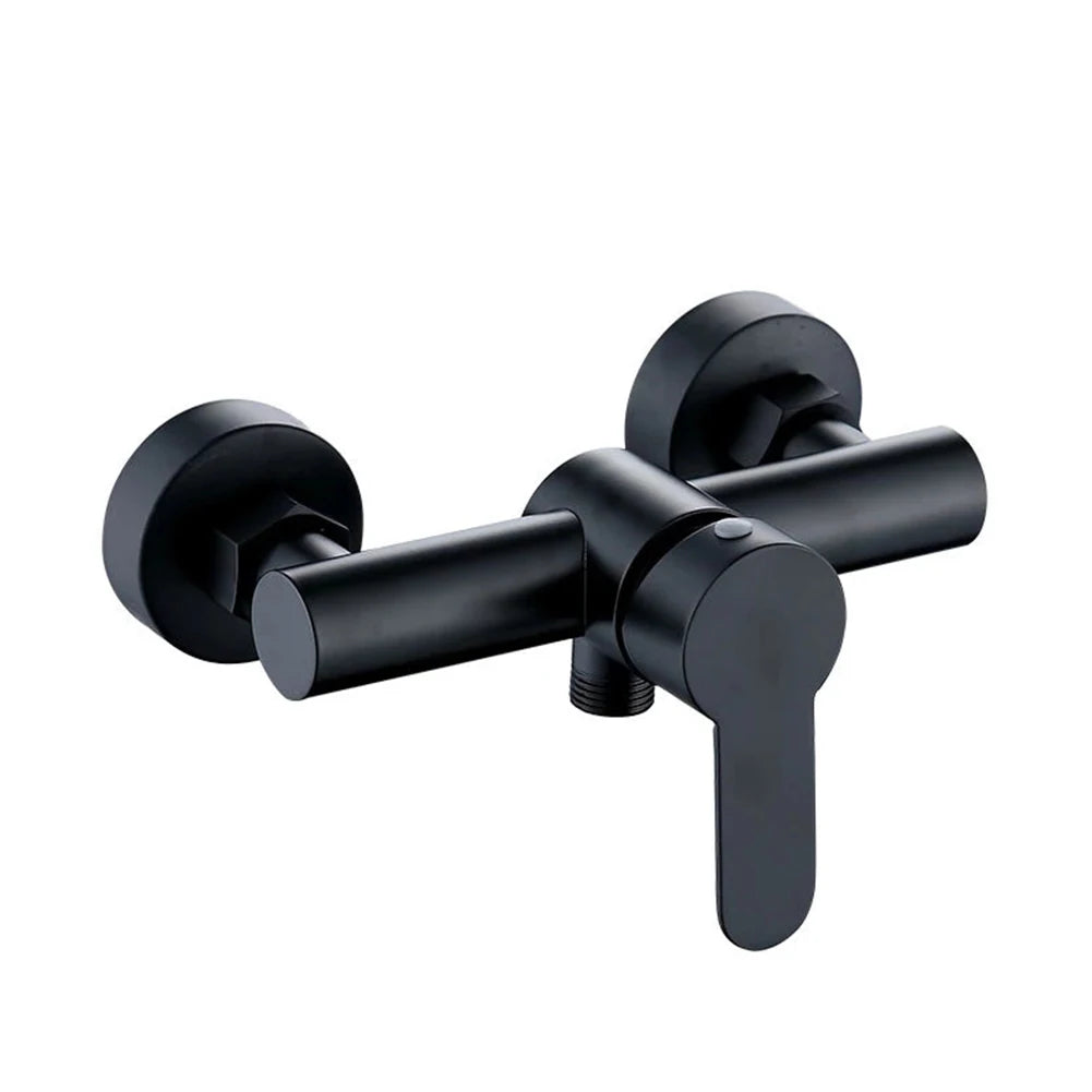 Bathroom Shower Faucet Triple Bathtub Faucet Black Wall Mounted Stainless Steel Hot And Cold Water Mixer Valve Nozzle Tap