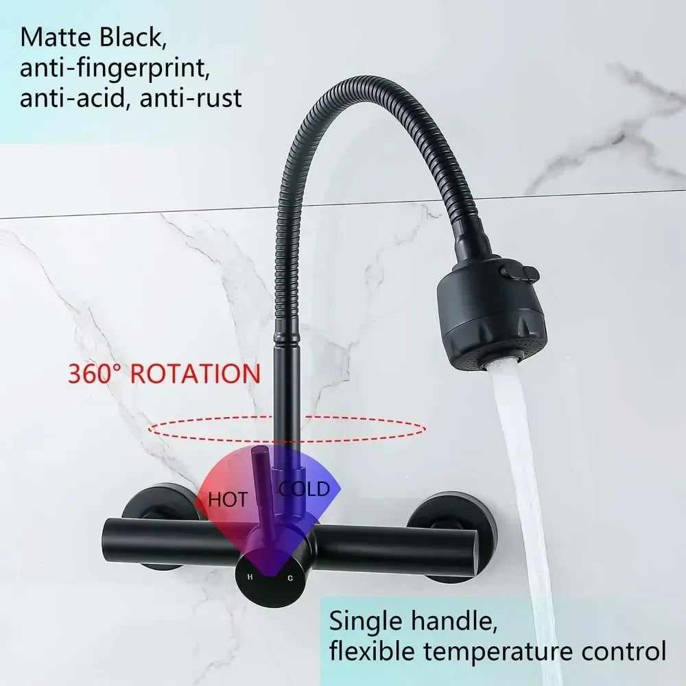 Kitchen Faucet Hot and Cold Water Household Wall Mounted Tap Bathroom Faucet Shower Faucet Bathroom Accessories