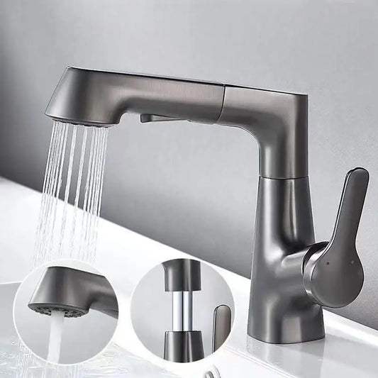 Customizable Bathroom faucet with rotating and retractable shower