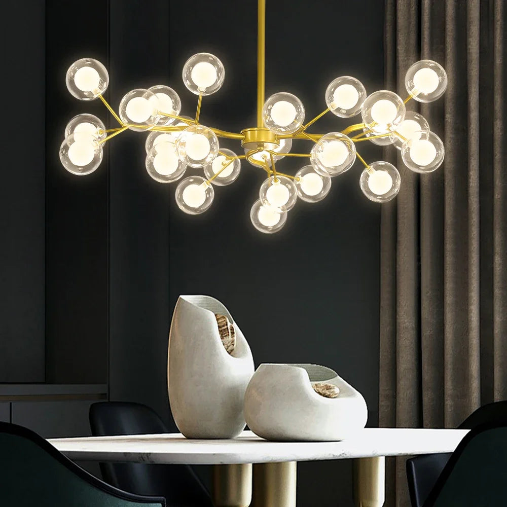 Artpad LED Firefly Ceiling Glass Hanging Chandelier Firefly Branches for Dining Room Living Room Hanging Lamp