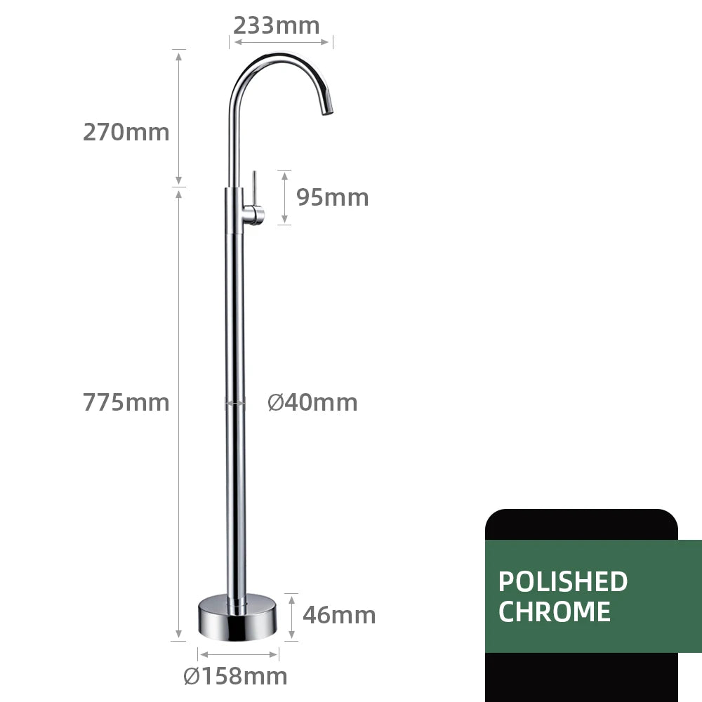 Bathroom Bathtub Floor Stand Faucet Rose Gold Mixer Single Handle Tap 360 Rotation Spout With Brass Hand Hot &Cold Water Shower