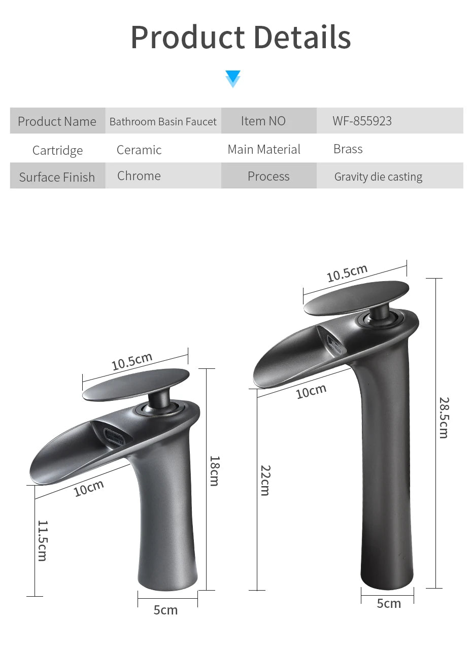 Gold Basin Faucets Waterfall Bathroom Faucet Single handle Basin Mixer Tap Bath Faucet Brass Sink Water Crane Silver 855923