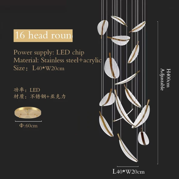 Luxury Modern Minimalist Leaf Art Chandelier