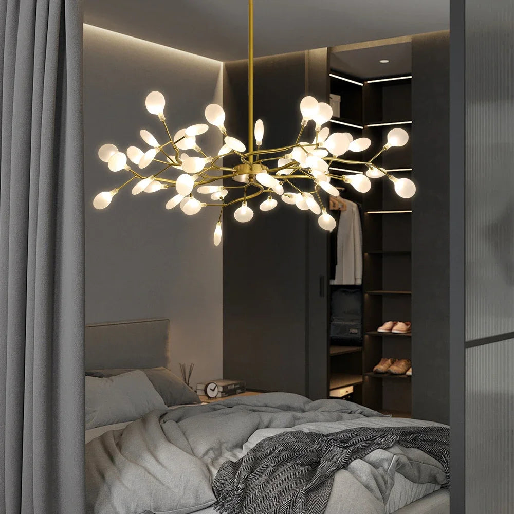 Artpad LED Firefly Ceiling Glass Hanging Chandelier Firefly Branches for Dining Room Living Room Hanging Lamp